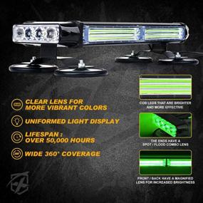img 2 attached to Upgraded Xprite Green COB LED Strobe Rooftop Flashing Light Bar - Dual Sided Hazard Warning Beacon Lights with Magnetic Base for Emergency Vehicles, Construction Cars, Tow Trucks, Tractor, Traffic, and Security