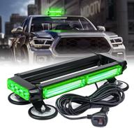 upgraded xprite green cob led strobe rooftop flashing light bar - dual sided hazard warning beacon lights with magnetic base for emergency vehicles, construction cars, tow trucks, tractor, traffic, and security logo