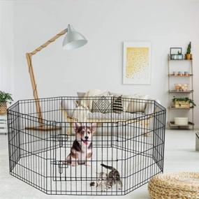 img 1 attached to 🐾 Artmeer 24 Inch Pet Playpen Puppy Playpen Kennels Dog Fence Exercise Pen Gate Fence Foldable Dog Crate 8 Panels - Ideal for Outdoor and Indoor Pet Animal Playpen Options