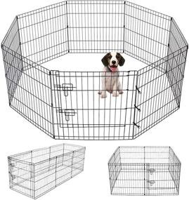 img 4 attached to 🐾 Artmeer 24 Inch Pet Playpen Puppy Playpen Kennels Dog Fence Exercise Pen Gate Fence Foldable Dog Crate 8 Panels - Ideal for Outdoor and Indoor Pet Animal Playpen Options