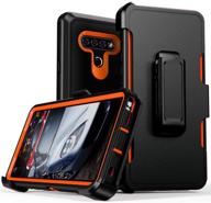 📱 premium lg stylo 6 case - heavy duty shockproof armor shell cover with belt clip holster - compatible with 2020 lg stylo 6 phone - black+orange logo