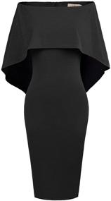 img 4 attached to 👗 GRACE KARIN Slim Midi Dress with Off Shoulder Batwing Cape Design for Women