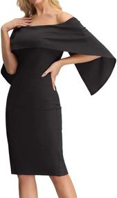 img 1 attached to 👗 GRACE KARIN Slim Midi Dress with Off Shoulder Batwing Cape Design for Women