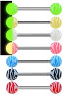 👅 glam up your tongue with jewseen's 14g stainless steel tongue bars - candy colors, glow in the dark!" logo