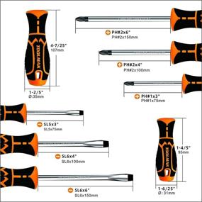 img 1 attached to 🔧 TOOLMAK Набор из 6 профессиональных отверток с магнитными наконечниками, включающий 3 шлицевые и 3 крестообразные насадки, с нескользящей ручкой для домашнего ремонта, улучшений, ремесел и многого другого.