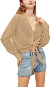 img 3 attached to 👚 Stylish Sleeve Blouses for Women: Perfect Swimwear Cover Ups and Casual Attire