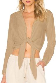 img 4 attached to 👚 Stylish Sleeve Blouses for Women: Perfect Swimwear Cover Ups and Casual Attire