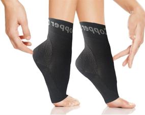 img 4 attached to Copper Compression Gear Plantar Fasciitis Foot Sleeves Support Socks: Reduce Swelling, Speed Up Recovery, Get Instant Relief + Support (1-Pair, Large)