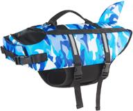 🦈 ripstop camo dog life jacket with rescue handle and shark fin design - ultimate floatation vest for small, medium, and large dogs for safe swimming activities логотип