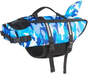 img 4 attached to 🦈 Ripstop Camo Dog Life Jacket with Rescue Handle and Shark Fin Design - Ultimate Floatation Vest for Small, Medium, and Large Dogs for Safe Swimming Activities