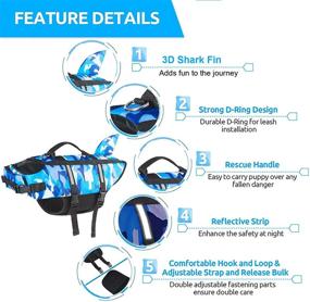 img 1 attached to 🦈 Ripstop Camo Dog Life Jacket with Rescue Handle and Shark Fin Design - Ultimate Floatation Vest for Small, Medium, and Large Dogs for Safe Swimming Activities