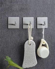 img 2 attached to Stainless Steel Adhesive Hooks - Heavy Duty Stick on Wall Towel Hooks, Door Hooks, and Coat Hooks - Self Adhesive Holders for Hanging Kitchen, Bathroom, and Home - Pack of 4