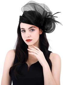 img 4 attached to 👒 Elegant Sinamay Fascinators for Kentucky Church Goers: Must-Have Pillbox Women's Accessories