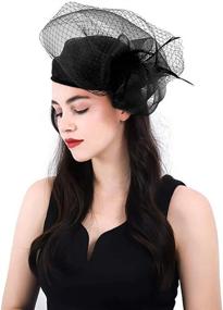 img 1 attached to 👒 Elegant Sinamay Fascinators for Kentucky Church Goers: Must-Have Pillbox Women's Accessories