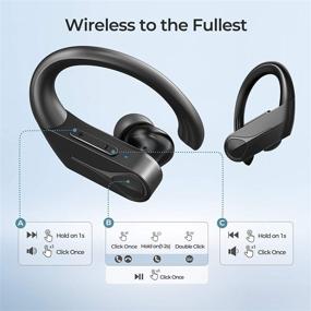 img 1 attached to 🔥 Беспроводные наушники Flame Solo Bluetooth - Усиленные басы, безупречное стерео звучание, быстрая зарядка, USB-C, 28 часов воспроизведения, защита от воды IPX7 и удобные крючки для ушей, спортивные наушники с микрофоном