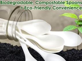 img 3 attached to 🌱 Certified Compostable Biodegradable Spoons: 100 Pack of Eco-Friendly, Non-GMO Plant-Based Plastic Utensils! Safe for Hot/Cold Foods, No Wood Taste!