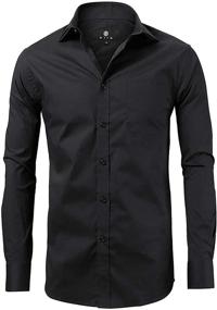 img 4 attached to Diig Sleeve Dress Shirt Black Men's Clothing in Shirts