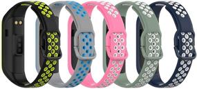 img 4 attached to 🌈 Silicone Two-Toned Colorful Breathable Bracelet Strap Band for Samsung Galaxy Fit 2 SM-R220 Fitness Smartwatch - Compatible Bands for Men and Women