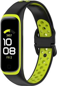 img 3 attached to 🌈 Silicone Two-Toned Colorful Breathable Bracelet Strap Band for Samsung Galaxy Fit 2 SM-R220 Fitness Smartwatch - Compatible Bands for Men and Women