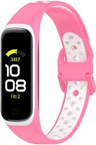 img 1 attached to 🌈 Silicone Two-Toned Colorful Breathable Bracelet Strap Band for Samsung Galaxy Fit 2 SM-R220 Fitness Smartwatch - Compatible Bands for Men and Women