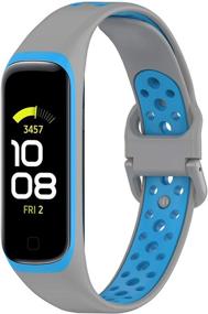 img 2 attached to 🌈 Silicone Two-Toned Colorful Breathable Bracelet Strap Band for Samsung Galaxy Fit 2 SM-R220 Fitness Smartwatch - Compatible Bands for Men and Women