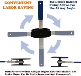 img 3 attached to 🔧 HXXF Инструмент для сжатия тормозных суппортов с рatchet, автомобильный ключ для раздвижения тормозного поршня суппорта – неотъемлемый ручной инструмент для ремонта автомобиля с включенными перчатками