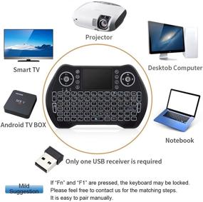 img 1 attached to 🔋 Rechargeable Li-ion Battery Backlit 2.4GHz Mini Wireless Keyboard Remote Control with Touchpad Mouse Combo and USB Dongle for Android TV Box, Smart TV, PC, Windows, MacOS, Linux, X-Box, Smart TV Box