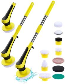 img 4 attached to 🧽 Ohuhu Cordless Electric Spin Scrubber - Adjustable Extension Handle Cleaning Tools with Magnetic Design, 10 Replaceable Brush Heads, Multipurpose Power Cleaner for Household - Bathtub Scrubber