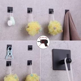 img 3 attached to 🧲 GERZWY Wall Hooks Adhesive: Premium Matte Black Towel Hooks for Bathrooms - Set of 4 - No Nail Sticky Hanging Wall Hangers