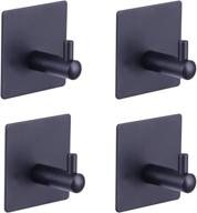 🧲 gerzwy wall hooks adhesive: premium matte black towel hooks for bathrooms - set of 4 - no nail sticky hanging wall hangers логотип