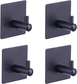 img 4 attached to 🧲 GERZWY Wall Hooks Adhesive: Premium Matte Black Towel Hooks for Bathrooms - Set of 4 - No Nail Sticky Hanging Wall Hangers