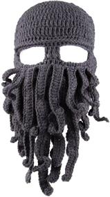 img 2 attached to Kafeimali Men's Head Barbarian Vagabond Beanie: Innovative Foldaway Beard Octopus Pirate Hat for Bearded Caps