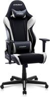 🎮 dxracer oh/raa106 racing series ergonomic computer gaming chair with lumbar support, swivel base, wheels, and headrest - adjustable, leather, home office desk chair - standard, black/white logo