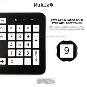 img 1 attached to 🖥️ Nuklz N Wireless Large Print Full Size Computer Keyboard with High Contrast Black and White Keys, Soft Buttons, Ideal for Visually Impaired, Beginners, and Seniors, Plug and Play, Magnus225