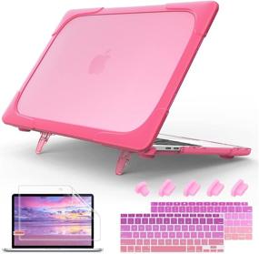 img 4 attached to 🎀 May Chen MacBook Air 13 Inch Case 2020 2019 2018 Release A2337 M1 A2179 A1932 - Pink, Heavy Duty Hard Case with Kickstand for Retina Display & Touch ID