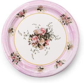 img 3 attached to 🌸 Royal Magnolia Pink Party Supplies - 24-Piece Set of Pink Floral Paper Plates, Napkins, and Cups - Disposable Flower Dinnerware for Birthday, Baby Shower, Bachelorette, Wedding