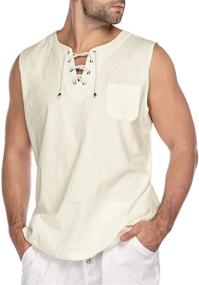 img 3 attached to 👕 COOFANDY: Stylish Sleeveless Men's Cotton Hippie Shirts