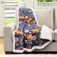 🦊 lush decor 16t000553 pixie fox sherpa throw blanket, 60x50 inches, navy - enhance seo logo