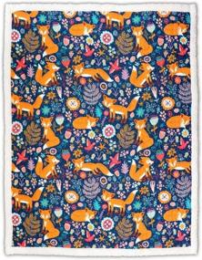 img 2 attached to 🦊 Lush Decor 16T000553 Pixie Fox Sherpa Throw Blanket, 60x50 inches, Navy - Enhance SEO