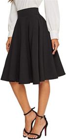img 2 attached to 👗 Floerns Women's High Waisted Knee Length A-Line Midi Skirt - Flared Design for Enhanced SEO