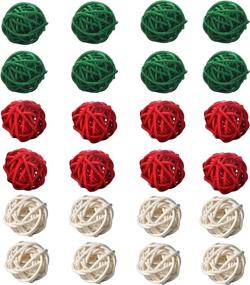 img 4 attached to Набор из 24 декоративных ротанговых шаров Simoutal - идеальные украшения для Рождества, свадьбы, вечеринки и домашнего интерьера - идеальные наполнители для вазы в виде шаров (3 см, красно-зелено-белые).