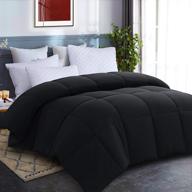 🛏️ all season california king size bed comforter: quilted, soft down alternative, machine washable, black (96x104 inches) logo