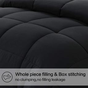 img 2 attached to 🛏️ All Season California King Size Bed Comforter: Quilted, Soft Down Alternative, Machine Washable, Black (96x104 Inches)