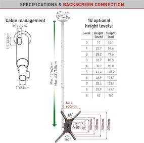 img 1 attached to 📺 Barkan Long White TV Ceiling Mount, Full Motion - 3 Movement Flat/Curved Screen Bracket, Holds up to 95lbs, Highly Extendable - 63" Long, Compatible with LED OLED LCD