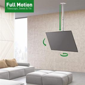 img 3 attached to 📺 Barkan Long White TV Ceiling Mount, Full Motion - 3 Movement Flat/Curved Screen Bracket, Holds up to 95lbs, Highly Extendable - 63" Long, Compatible with LED OLED LCD