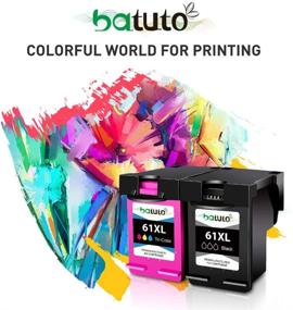 img 2 attached to 🖨️ Батут Ремануфактурный чернильный струйный для HP 61 XL 61XL (Черный и Трехцветный, 2 шт.) - Высококачественная замена для принтеров Deskjet, Envy и OfficeJet