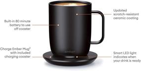 img 1 attached to 🔥 Ember Temperature Control Smart Mug 2, 14 oz, Black - App Controlled Heated Coffee Mug with Extended 80 min. Battery Life - Enhanced Design