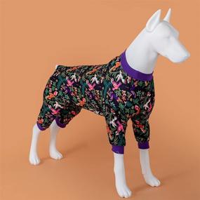 img 2 attached to Stylish and Comfortable Big Dog Pajamas: LovinPet's 🌼 Lightweight Pitbull Dog Pullover Pajamas with Navy Wild Flowers Print