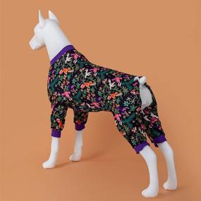 img 1 attached to Stylish and Comfortable Big Dog Pajamas: LovinPet's 🌼 Lightweight Pitbull Dog Pullover Pajamas with Navy Wild Flowers Print