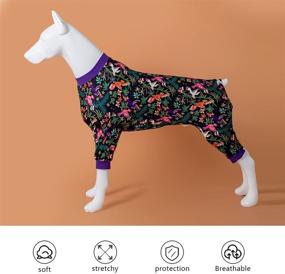 img 3 attached to Stylish and Comfortable Big Dog Pajamas: LovinPet's 🌼 Lightweight Pitbull Dog Pullover Pajamas with Navy Wild Flowers Print